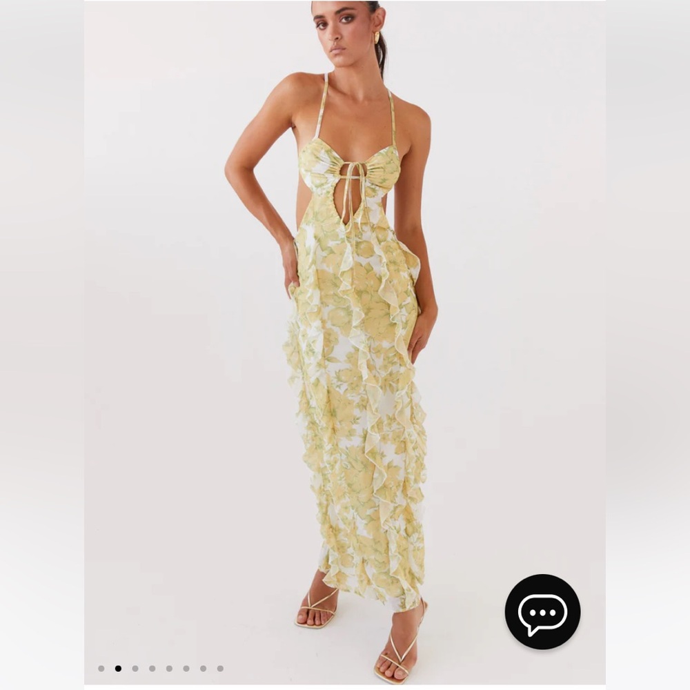 Peppermayo Sunset Kisses Ruffle Maxi Dress - Daffodil, US 2